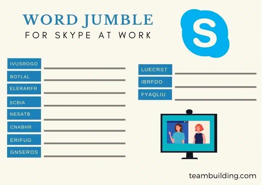 Skype At Work Word Jumble