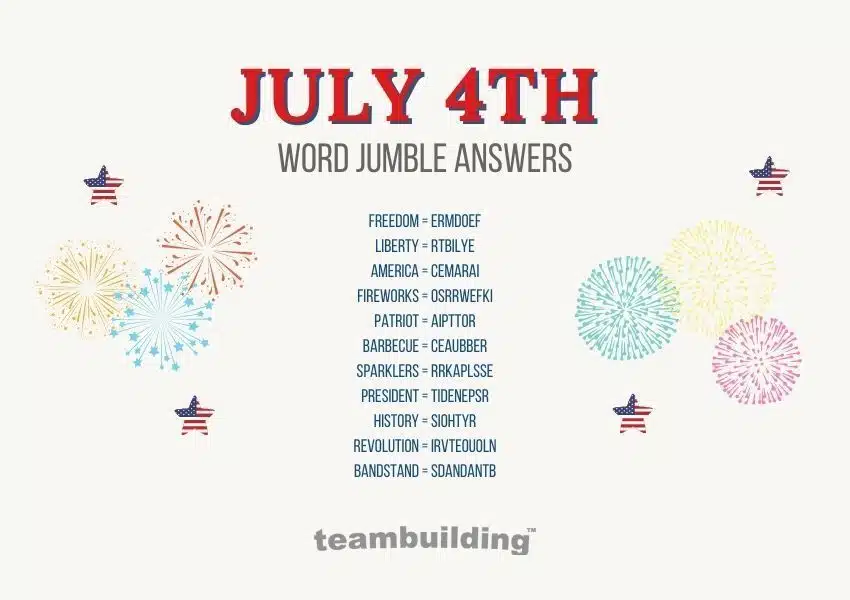 Virtual july 4th word jumble answers