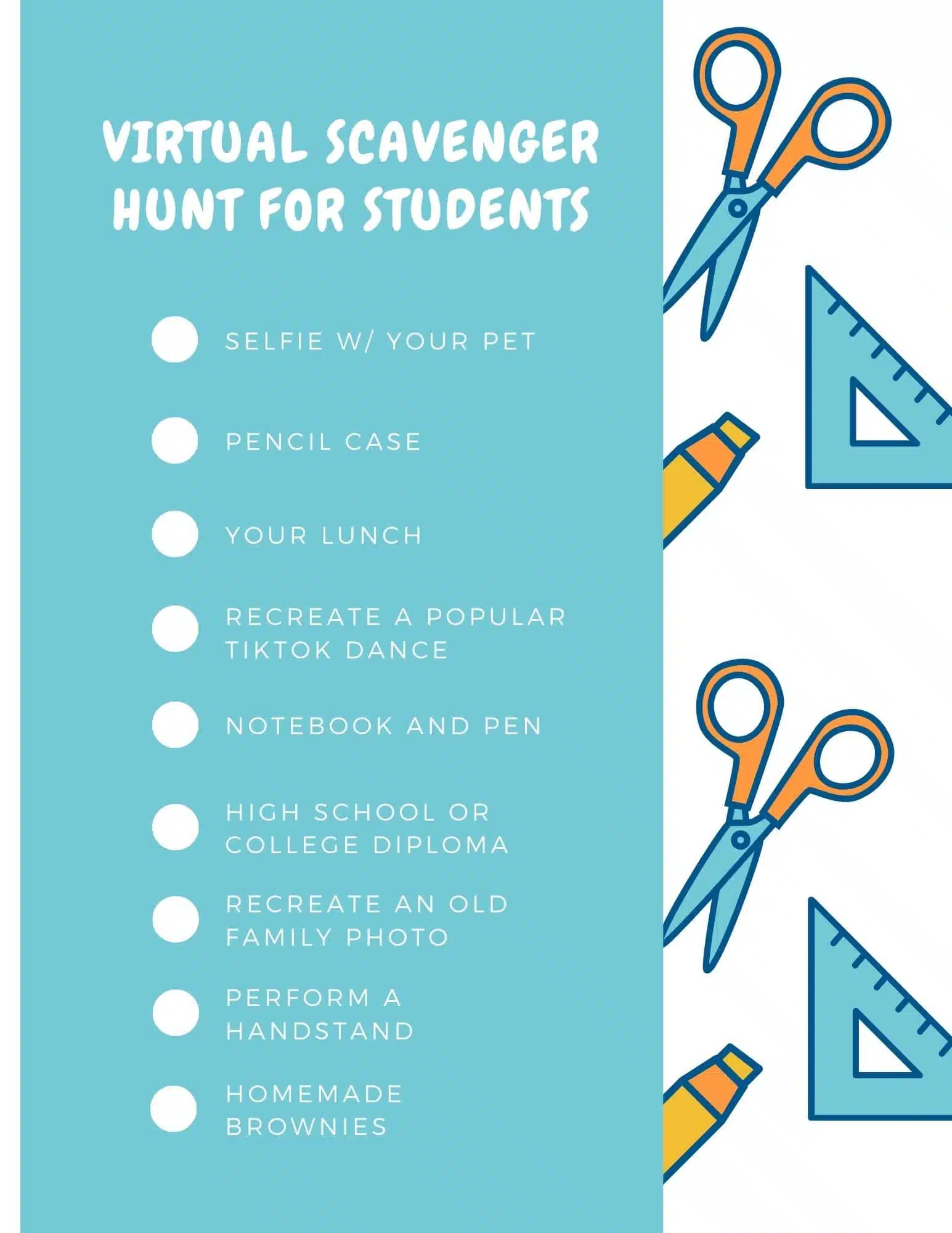 Virtual scavenger hunt for students