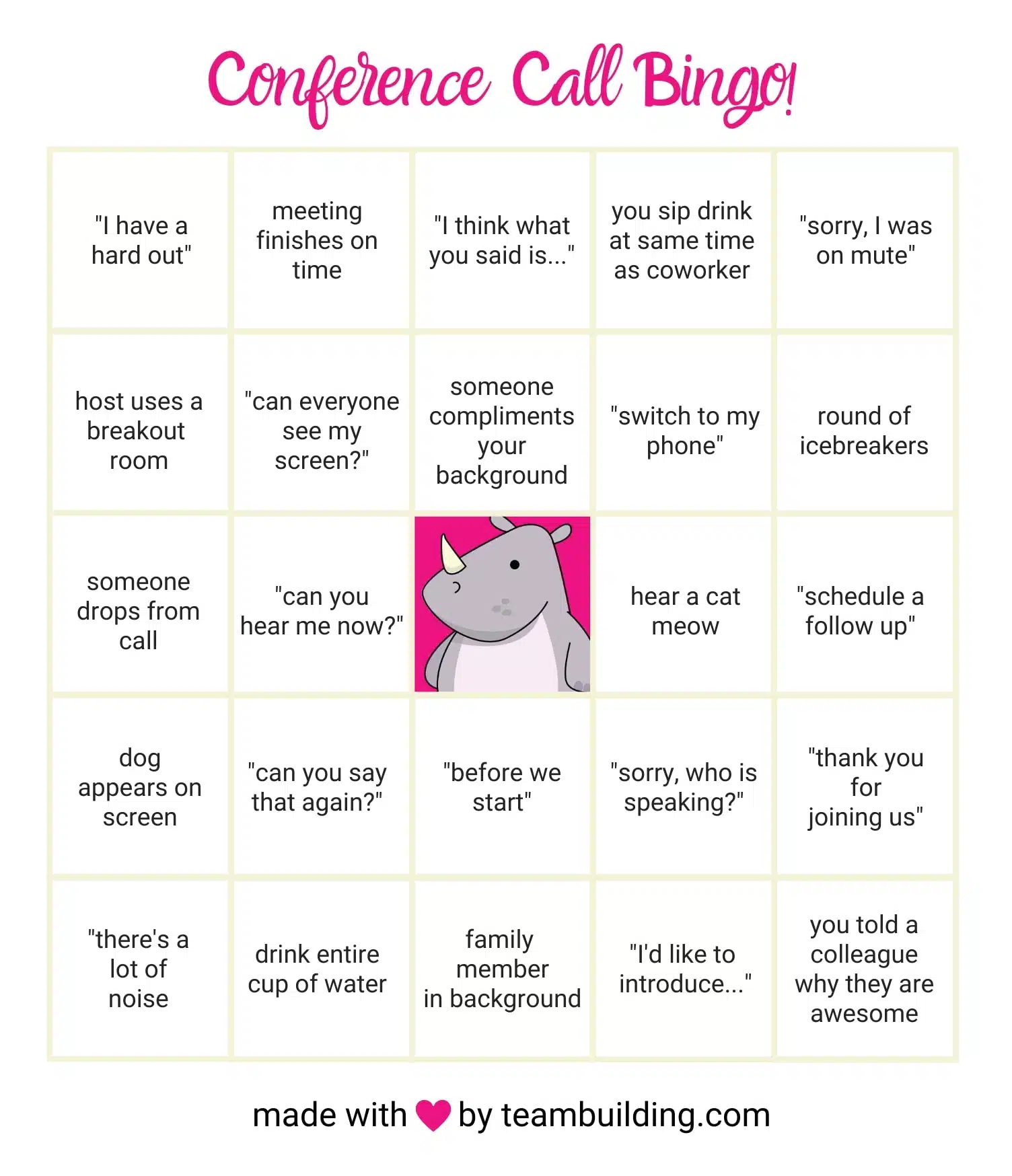 virtual happy hour bingo