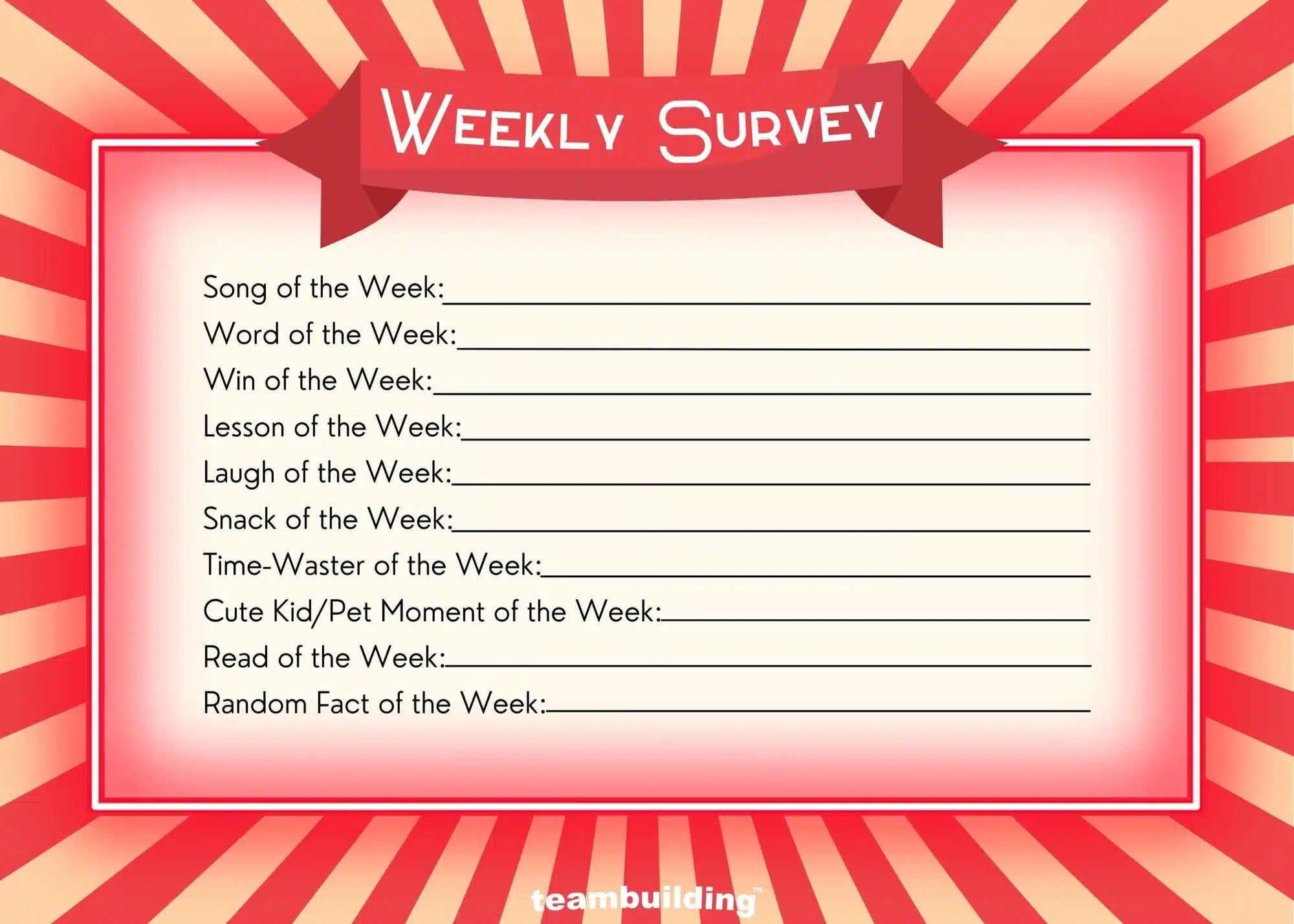 weekly survey game template